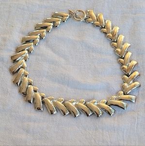 Vintage Ann Klein Silver Chevron Neclace - Statement Piece - Chevron